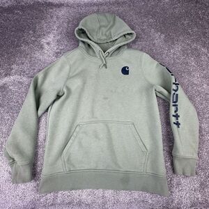 Carhartt Hoodie Boys Youth Medium Relaxed Fit Light Green Pullover Outdoors Work